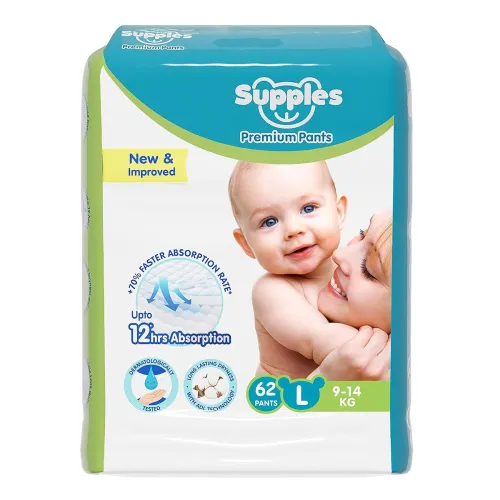 Image of Supples Premium Baby Diaper Pants, Large (62 count)
