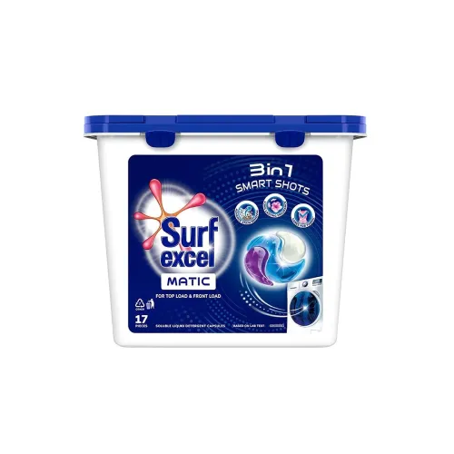 Image of Surf Excel 3-in-1 Smart Shots Liquid Detergent With Fragrance and Fabric Care