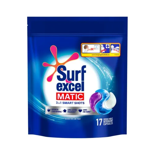 Image of Surf Excel Matic 3 in 1 Smart Shots 17 pcs Detergent Pods 