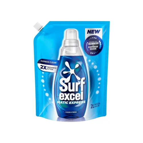 Image of Surf Excel Matic Express Liquid Detergent, Express Clean with 2X Freshness Action 2ltr pouch
