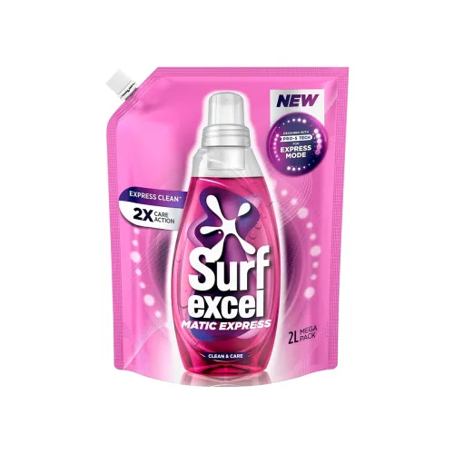 Image of Surf Excel Matic Express Liquid Detergent | Express Clean with 2X Care Action 2ltr pouch