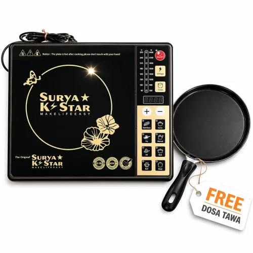 Image of Surya K Star 2000W Induction Cooktop with Dosa Tawa | Electric Induction Stove for Kitchen | Portable Single Burner Cook