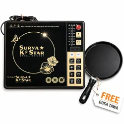 Surya K Star 2000W Induction Cooktop with Dosa Tawa | Electric Induction Stove for Kitchen | Portable Single Burner Cook