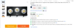 Suryaflame 3Brass Burner Gas Stove