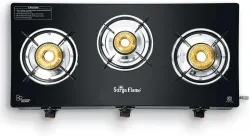 Suryaflame Splendor LPG 3 Burner Gas Stove with Brass Burner & Toughened Glass Top Glass Manual Gas Stove (3 Burners)