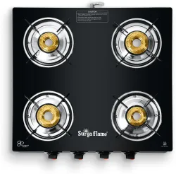 Suryaflame Splendor LPG 4 Burner Gas Stove with Brass Burner & Toughened Glass