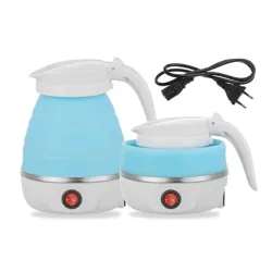 Suzec Travel Foldable Fast Boiling Portable Electric Kettle - Silicone Food Grade Boil Dry Protection 220V -600ML for Mo