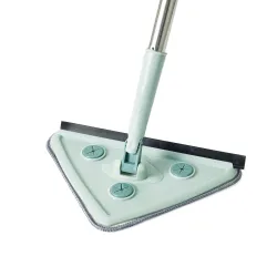 Suzec Rotatable Triangle Mop With Long Handle | Microfiber Floor Cleaning Brush | Glass Wiper Window Cleaner, Car Glass Scraper | Dust Mop