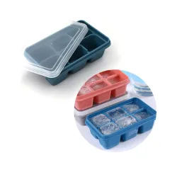 Suzec Silicone Ice Cube Trays Large Size Flexible 6 Cavity Ice Cube Square Molds