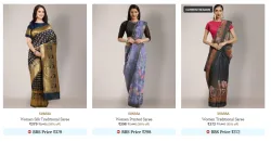 SVARAA Women Fashion Saree Minimum 80% Discount