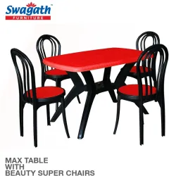 swagath furniture 4 Seater Dining Table Set for Home Garden Cafeteria Plastic 4