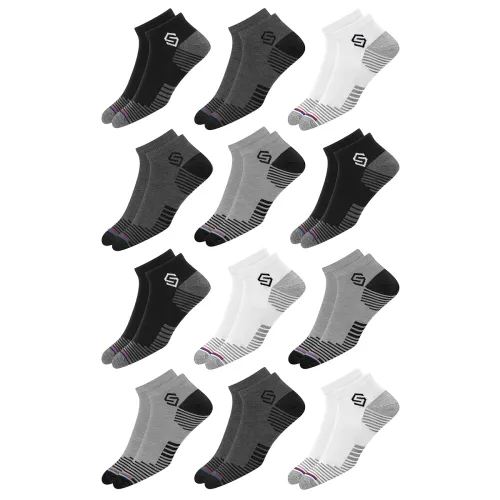 Image of SWAGR 12 Pairs Sports Cotton Ankle Length Socks for Men, Pack of 12., Assorted