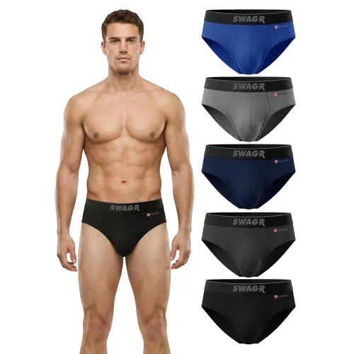 Image of SWAGR 5 Pack Men's Super Combed Cotton Underwear Briefs 