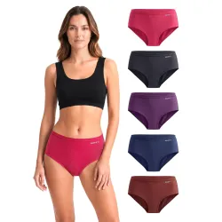 SWAGR 5 Pack Women's High Coverage Super Combed Cotton Hipster Panty Set | Powered by ZincShield Anti-Bacterial Tech | BreatheSoft Fabric | MarkFree Waistband | SOXCO Style HP06