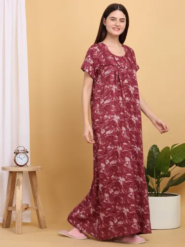 Image of SWEET DREAMS Women Nighty (Maroon)