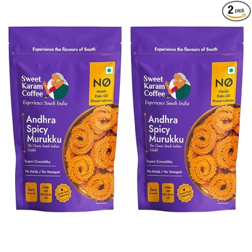 Image of SWEET KARAM COFFEE Andhra Spicy Murukku | No Palm Oil | No Preservatives | South Indian Chakli |