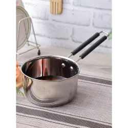 SWHF Stainless Steel Induction and Gas Compatible Heavy Base Sauce Pan for Cooking Tea Milk in Kitchen -1200ml, (16 cm Dia, 9.5 cm Height) |