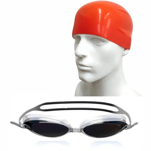 Image of Swimming Kit Combo with Goggles, Cap, Nose Clip & Ear Plugs (Black/Red)