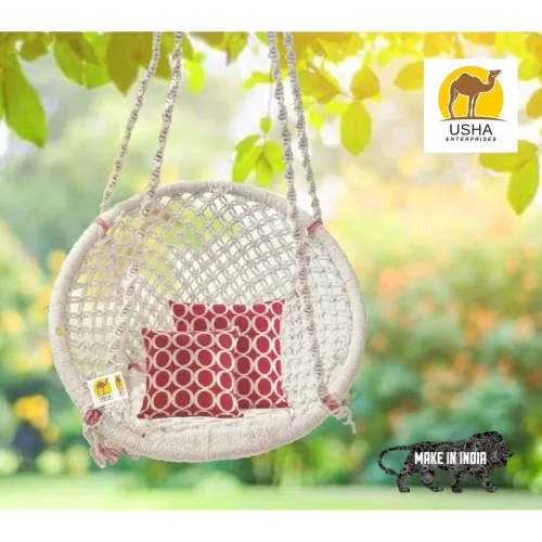 Image of Swingzy Cotton Netted Rope Hanging Swing Chair for Adults & Kids /Swing for Balcony /Outdoor Swing Chair /Hammock Swing 