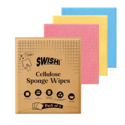 Swish Natural Cellulose Sponge Wipes Pack of 3