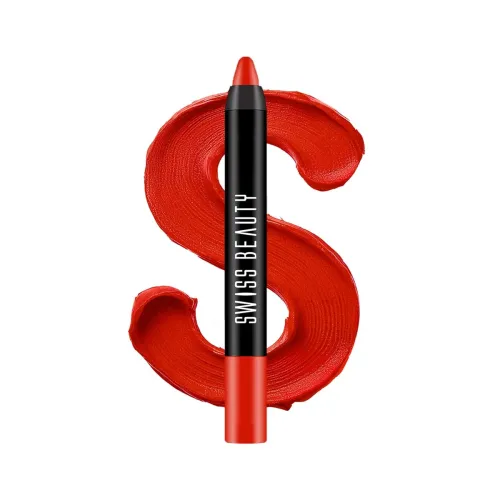Image of Swiss Beauty Matte Long Lasting Stay Maxx Lip Crayon Lipstick | Matte Finish | Smudge Proof | Lightweight | Shade-Orange