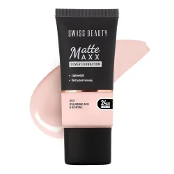 SWISS BEAUTY Full Liquid All Matte Maxx Cover Foundation | 24- Hour Stay | With Hyaluronic Acid & Vitamin E | Oil-Contro