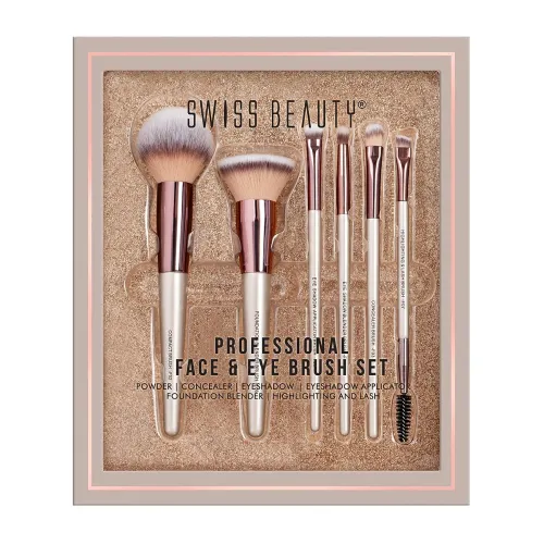 Image of Swiss Beauty Professional Face Eye Brush Set 6-Piece Synthetic Bristles