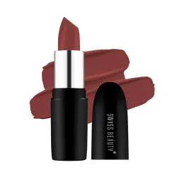 Swiss Beauty Pure Matte Creamy Lipstick | Non-drying, Highly pigmented Lipstick | Shade- Natural Coco, 3.8gm|