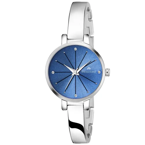 Image of SWISSTONE Stainless Steel Analogue Women's Watch (Blue Dial Silver Colored Strap)