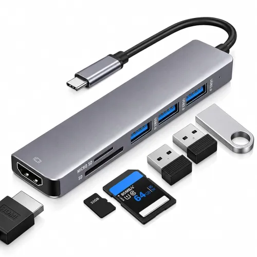 Image of Swiztek 6-in-1 USB-C Multiport Hub Adapter