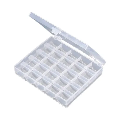 Image of SYGA 25-Grid Plastic Bobbin Storage Box (Transparent White)