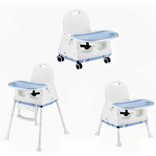 Image of SYGA Baby High Chair with Wheel – Blue