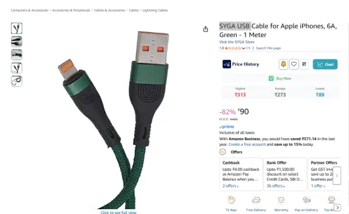 Image of SYGA USB Cable for Apple iPhones