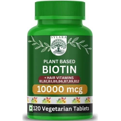 Image of Sylara Biotin 120 Tablets 10000mcg with Hair Vitamins and Skin Vitamins - Vitamin B1, B2, B3, B5, B6, B7, B9, B12 - Caps
