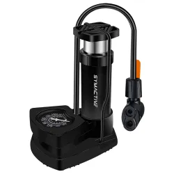 Amazon Brand - Symactive Portable High-Pressure Floor Foot Air Cycle Pump upto 160 PSI | Easy-to-Read Dial | Heavy Compressor Cylinder with Pressure Gauge | For Motorbike/Cars/Bicycle/Footba...