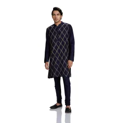 Amazon Brand - Symbol Men Festive Long Regular Fit Kurta & Pyjama Set (2Pcs)