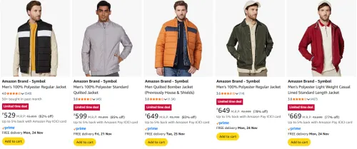 Image of Symbol Men's Jacket Starting @ ₹529