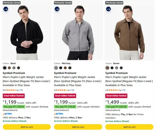 Image of Symbol Premium Men's Poplin Light Weight Jacket |Non-Quilted |Regular Fit