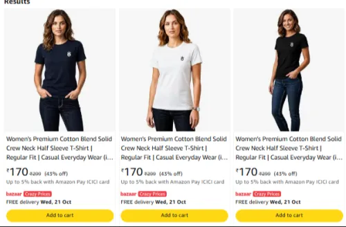 Image of Symbol Premium Women's Pure Cotton T-Shirt at minimum 43% Discount