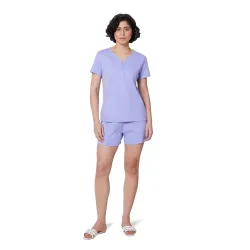 Symbol Premium Womens Pure Cotton T-Shirt and Shorts Night Suit | Henley Neck | Two Piece Set |Regular Fit (Available in Plus Sizes)