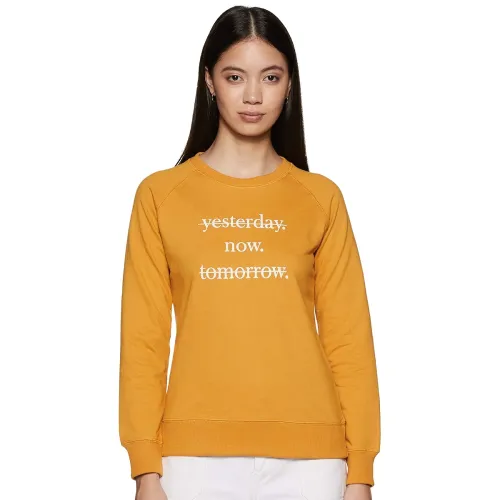 Image of Symbol Women Cotton Blend Round Neck Regular Fit Sweatshirt