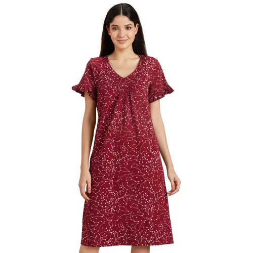Image of Amazon Brand - Symbol Women's Elegant Cotton Knee Length Nighty