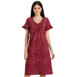 Amazon Brand - Symbol Womens Elegant Cotton Knee Length Nighty