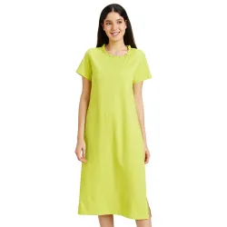 Symbol Womens Cotton Calf-Length Regular-Fit Nighty, Plus Sizes Available
