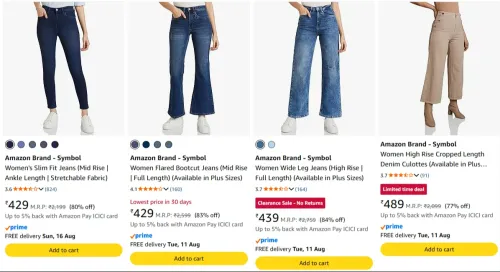 Image of Symbol Womens Jeans Minimum 80% Discount