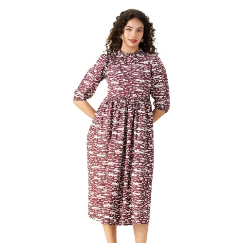 Image of Symbol Women's Rayon Fit Flare Midi Dress Stylish