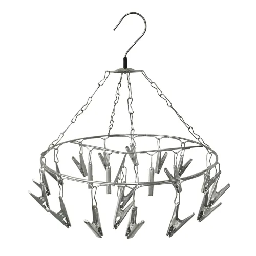 Image of Synergy 24 Clips Stainless Steel Round Cloth Hanger /Clothes Stand for Drying /Clothes Drying Stand /Hanger with Clips /