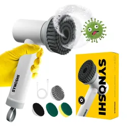 SYNOSHI Electric Spin Scrubber, Power Cleaning Brush With 3 Heads, Cordless Waterproof Shower Scrubber With Dual Speed, Perfect For Cleaning Bathroom, Tile, Cars, Floor. Electric Scrub Brush...