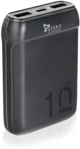 Image of Syska 10000 mAh Power Bank (Black, Lithium Polymer, for Mobile)