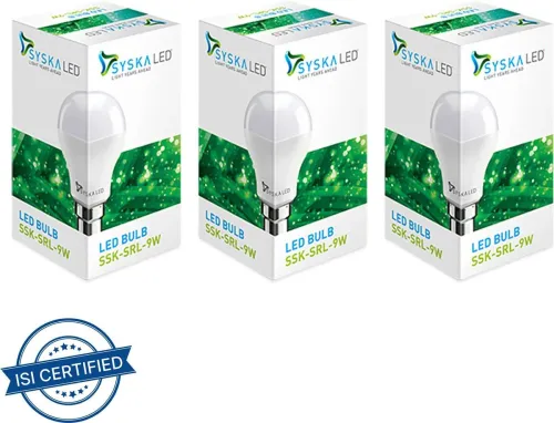 Image of Syska 9 W Basic Standard B22 LED Bulb Pack of 3